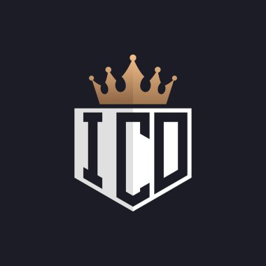 Crown 'lu lüks ICD logosu. Seçkin Markalar için Zarif Baş harfler ICD Harf Logosu. Üst Düzey İşletmeler İçin ICD Monogramı