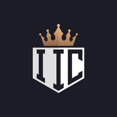 Crown 'lu lüks IIC logosu. Seçkin markalar için IIC Harf Logosu. Yüksek Kalite İşletmeler için IIC Monogramı