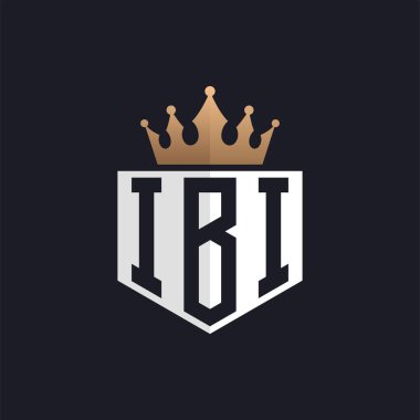Crown 'lu lüks IBI logosu. Seçkin Markalar için Zarif Baş harfler IBI Harf Logosu. Yüksek Kalite İşletmeler İçin IBI Monogramı
