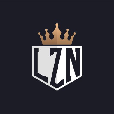 Luxury LZN Logo with Crown. Elegant Initials LZN Letter Logo for Exclusive Brands. Letter LZN Monogram for High-End Businesses clipart