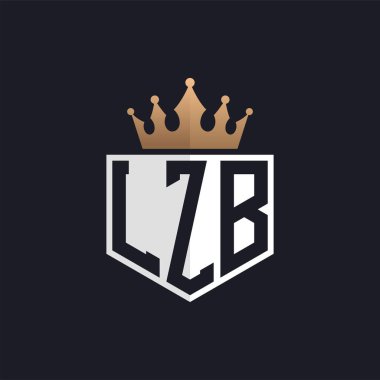 Crown 'lu lüks LZB logosu. Seçkin Markalar için Zarif LZB Harf Logosu. Üst Düzey İşletmeler için LZB Monogramı