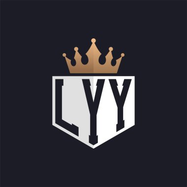 Crown 'lu lüks LYY logosu. Seçkin Markalar için LYY Letter Logosu. Üst Düzey İşletmeler İçin LYY Monogramı