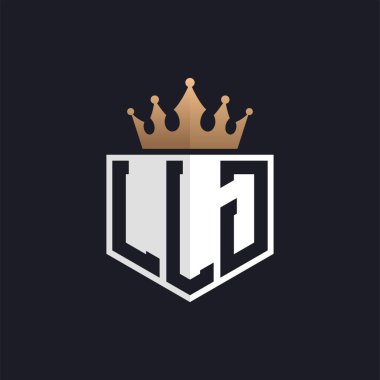 Crown 'la lüks LLJ logosu. Seçkin Markalar için LLJ Harf Logosu. Üst Düzey İşletmeler için LLJ Monogramı