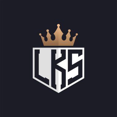 Crown 'lu lüks LKS Logosu. Seçkin Markalar için Zarif Baş harfler LKS Harf Logosu. Üst Düzey İşletmeler için LKS Monogramı