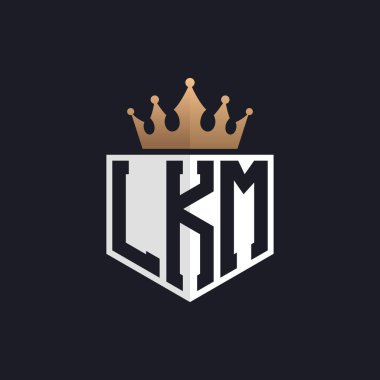 Luxury LKM Logo with Crown. Elegant Initials LKM Letter Logo for Exclusive Brands. Letter LKM Monogram for High-End Businesses clipart