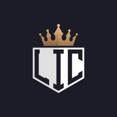 Luxury LIC Logo with Crown. Elegant Initials LIC Letter Logo for Exclusive Brands. Letter LIC Monogram for High-End Businesses clipart