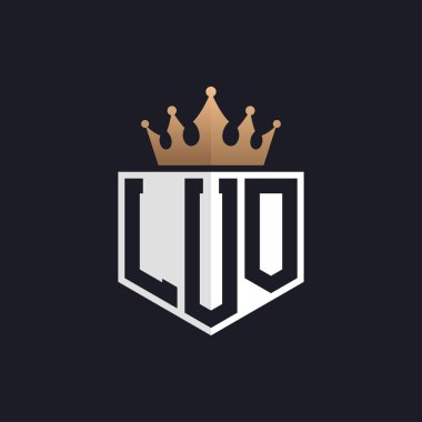 Crown 'lu lüks LUO Logosu. Seçkin Markalar için LUO Harf Logosu. Üst Düzey İşletmeler için LUO Monogramı