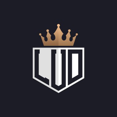 Crown 'lu lüks logo. Seçkin Markalar için Zarif LUD Harf Logosu. Üst Düzey İşletmeler için LUD Monogramı