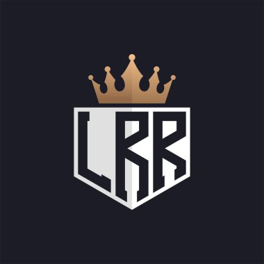 Crown 'lu lüks LRR logosu. Seçkin Markalar için Zarif LRR Harf Logosu. Üst Düzey İşletmeler için LRR Monogramı