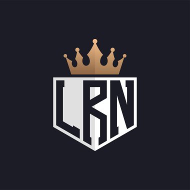 Luxury LRN Logo with Crown. Elegant Initials LRN Letter Logo for Exclusive Brands. Letter LRN Monogram for High-End Businesses clipart