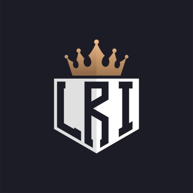 Luxury LRI Logo with Crown. Elegant Initials LRI Letter Logo for Exclusive Brands. Letter LRI Monogram for High-End Businesses clipart