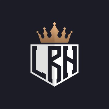 Crown 'lu lüks LRH logosu. Seçkin Markalar için Zarif LRH Harf Logosu. Üst Düzey İşletmeler için LRH Monogramı