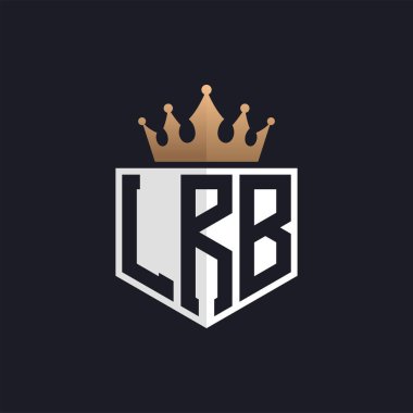 Crown 'lu lüks LRB logosu. Seçkin Markalar için Zarif LRB Harf Logosu. Üst Düzey İşletmeler için LRB Monogramı