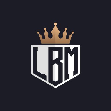 Luxury LBM Logo with Crown. Elegant Initials LBM Letter Logo for Exclusive Brands. Letter LBM Monogram for High-End Businesses clipart