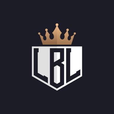 Crown 'lu lüks LBL logosu. Seçkin Markalar için Zarif LBL Harf Logosu. Üst Düzey İşletmeler için LBL Monogramı