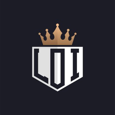 Crown 'la lüks LOI Logo. Seçkin Markalar için LOI Harf Logosu. Yüksek Kalite İşletmeler İçin LOI Monogramı