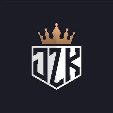 Crown 'lu lüks JZK Logosu. Seçkin Markalar için Seçkin Baş harfler JZK Harf Logosu. Üst Düzey İşletmeler için JZK Monogramı