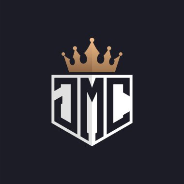 Crown 'la lüks JMC Logosu. Seçkin Markalar için JMC Harf Logosu. Üst Düzey İşletmeler için JMC Monogramı