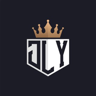 Crown 'lu lüks JLY Logosu. Seçkin Markalar için Seçkin Baş harfler JLY Harf Logosu. Üst Düzey İşletmeler için JLY Monogramı