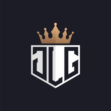 Crown 'lu lüks JLG logosu. Seçkin Markalar için JLG Harf Logosu. Üst Düzey İşletmeler için JLG Monogramı