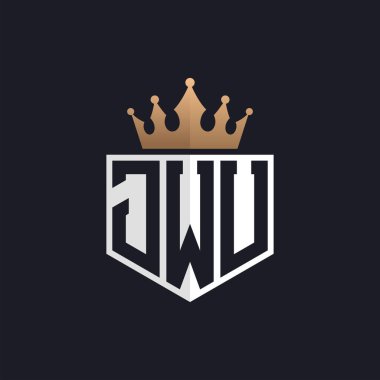 Crown 'lu lüks JWU logosu. Seçkin Markalar için JWU Harf Logosu. Üst Düzey İşletmeler için JWU Monogramı