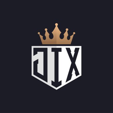 Crown 'la lüks JIX logosu. Seçkin Markalar için JIX Harf Logosu. Üst Düzey İşletmeler için JIX Monogramı