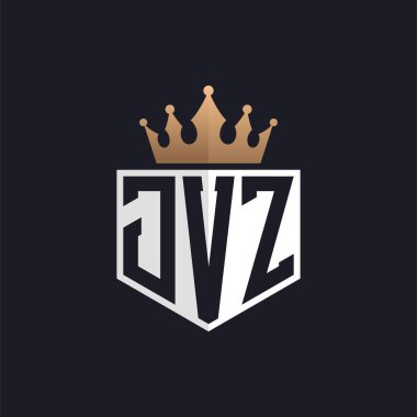 Crown 'lu lüks JVZ logosu. Seçkin Markalar için Seçkin Baş harfler JVZ Harf Logosu. Üst Düzey İşletmeler için JVZ Monogramı