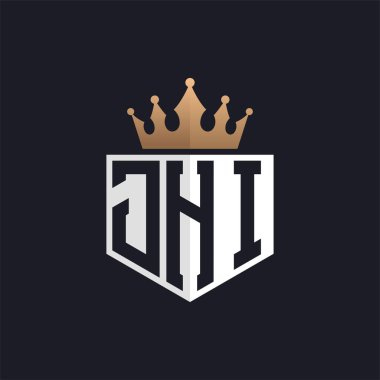 Crown 'lu lüks JHI logosu. Seçkin markalar için JHI Harf Logosu. Üst Düzey İşletmeler için JHI Monogramı
