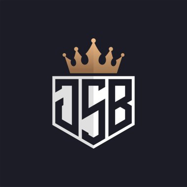 Crown 'lu lüks JSB logosu. Seçkin Markalar için Seçkin Baş harfler JSB Harf Logosu. Üst Düzey İşletmeler için JSB Monogramı