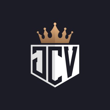 Crown 'lu lüks JCV logosu. Seçkin Markalar için Seçkin Baş harfler JCV Harf Logosu. Üst Düzey İşletmeler için JCV Monogramı