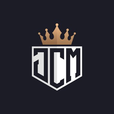 Crown 'lu lüks JCM Logosu. Seçkin Markalar için Seçkin Baş harfler JCM Harf Logosu. Üst Düzey İşletmeler için JCM Monogramı