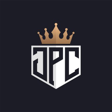 Crown 'la lüks JPC Logosu. Seçkin Markalar için JPC Harf Logosu. Üst Düzey İşletmeler için JPC Monogramı