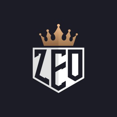 Luxury ZEO Logo with Crown. Elegant Initials ZEO Letter Logo for Exclusive Brands. Letter ZEO Monogram for High-End Businesses clipart