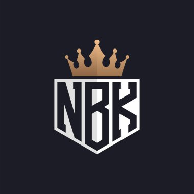 Crown 'lu lüks NBK Logosu. Seçkin Markalar için NBK Harf Logosu. Üst Düzey İşletmeler için NBK Harfi Monogramı