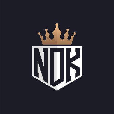 Crown 'lu lüks NDK Logosu. Seçkin Markalar için Zarif NDK Harf Logosu. Üst Düzey İşletmeler için NDK Harfi Monogramı