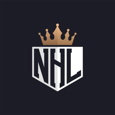 Crown 'lu lüks NHL logosu. Seçkin Markalar için Zarif NHL Harf Logosu. Üst Düzey İşletmeler için NHL Harfi Monogramı