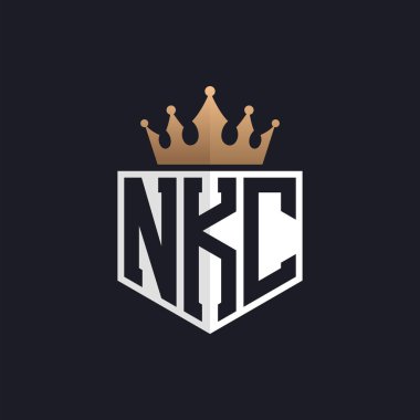 Crown 'lu lüks NKC Logosu. Seçkin Markalar için NKC Harf Logosu. Üst Düzey İşletmeler için NKC Monogramı