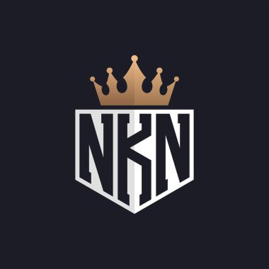 Crown 'lu lüks NKN Logosu. Seçkin Markalar için NKN Harf Logosu. Üst Düzey İşletmeler için NKN Harfi Monogramı