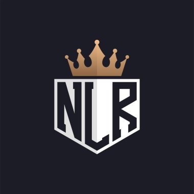 Crown 'lu lüks NLR logosu. Seçkin Markalar için Zarif NLR Harf Logosu. Üst Düzey İşletmeler için NLR Harfi Monogramı