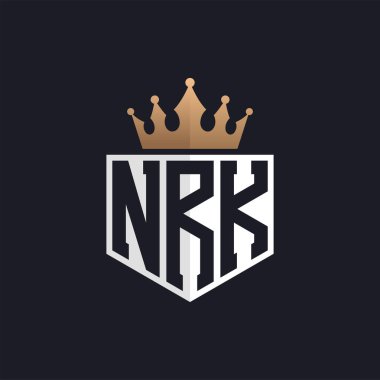 Crown 'lu lüks NRK Logosu. Seçkin Markalar için NRK Harf Logosu. Üst Düzey İşletmeler için NRK Monogramı