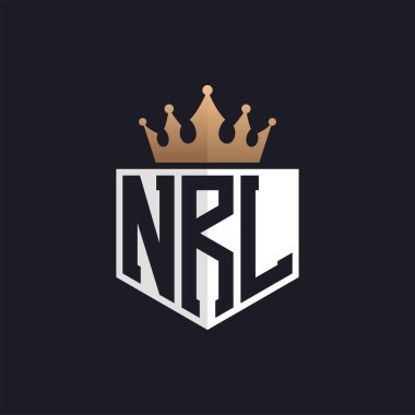 Crown 'lu lüks NRL logosu. Seçkin Markalar için Zarif NRL Harf Logosu. Üst Düzey İşletmeler için NRL Harfi Monogramı