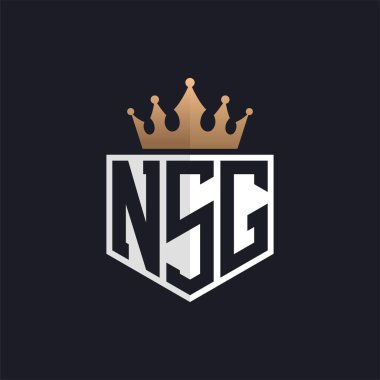 Luxury NSG Logo with Crown. Elegant Initials NSG Letter Logo for Exclusive Brands. Letter NSG Monogram for High-End Businesses clipart