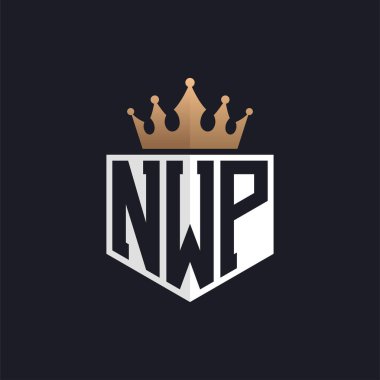 Luxury NWP Logo with Crown. Elegant Initials NWP Letter Logo for Exclusive Brands. Letter NWP Monogram for High-End Businesses clipart