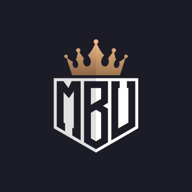 Crown 'lu lüks MBU logosu. Seçkin markalar için MBU Harf Logosu. Yüksek Kalite İşletmeler için MBU Monogramı