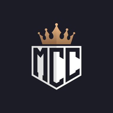 Crown 'lu lüks MCC logosu. Seçkin Markalar için MCC Harf Logosu. Üst Düzey İşletmeler için MCC Monogramı