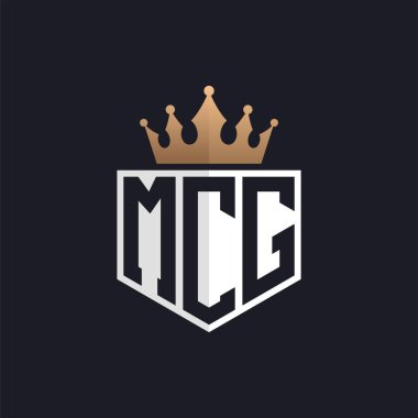 Crown 'lu lüks MCG logosu. Seçkin Markalar için Zarif Baş harfler MCG Harf Logosu. Üst Düzey İşletmeler için MCG Monogramı