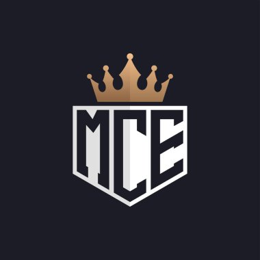 Crown 'lu lüks MCE logosu. Seçkin Markalar için MCE Letter Logosu. Üst Düzey İşletmeler için MCE Monogramı