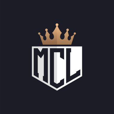 Crown 'lu lüks MCL logosu. Seçkin Markalar için Zarif Baş harfler MCL Harf Logosu. Üst Düzey İşletmeler için MCL Monogramı