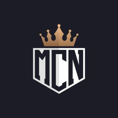 Crown 'lu lüks MCN Logosu. Seçkin Markalar için MCN Harf Logosu. Üst Düzey İşletmeler için MCN Monogramı