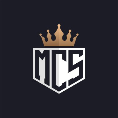 Crown 'lu lüks MCS logosu. Seçkin Markalar için Zarif Baş harfler MCS Harf Logosu. Üst Düzey İşletmeler için MCS Monogramı